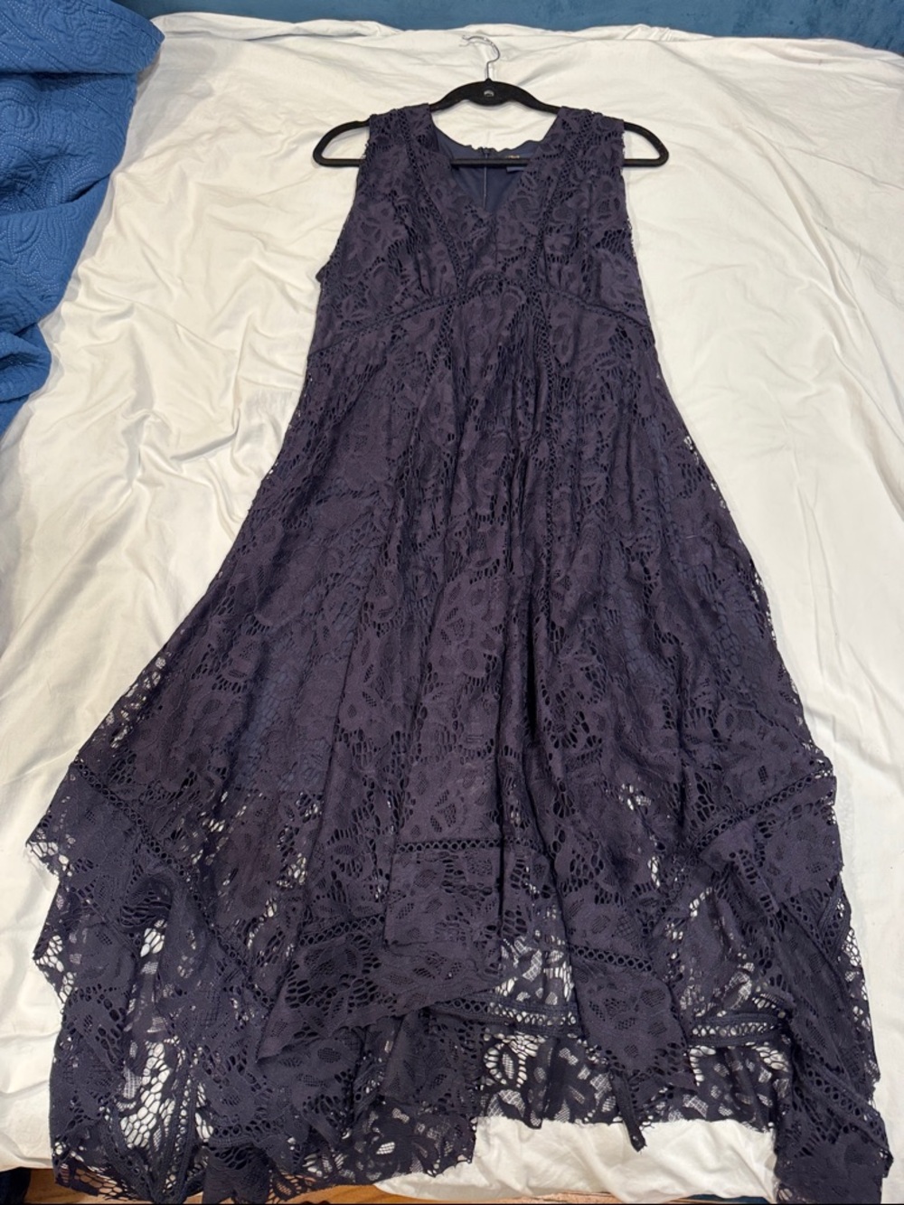 Just...Taylor Lace High-Low Dress in Deep Blue Purple